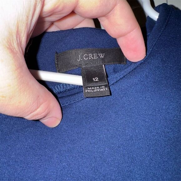 J. Crew Women's Size 12 Blue Shift Dress Long Sleeve Short Length - Picture 4 of 7